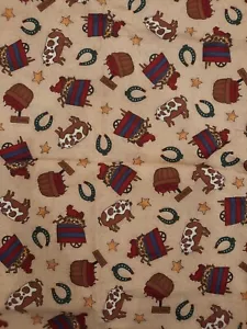 Cranston Fabric VIP Print 44" X 39" Cotton Country Pig Chicken Apples Horseshoe - Picture 1 of 7