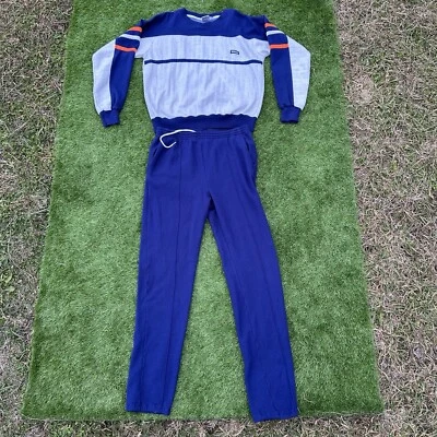 Sudadera con botones de tenis Wilson vintage años 90 para mujer a rayas medianas azul preppy Foto 1 de 4