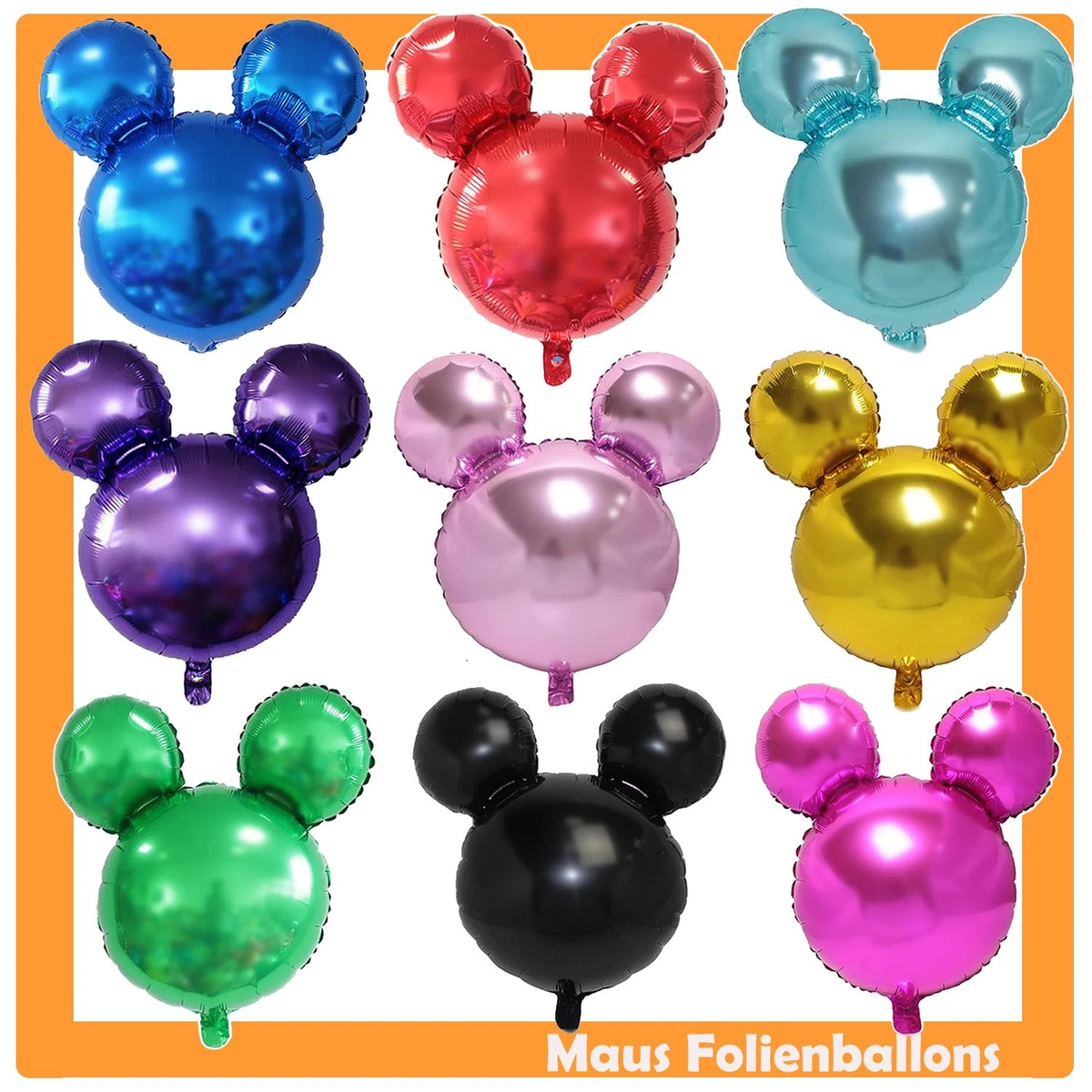 Mickey Mouse Folienballon-Set – 8 Stück, Rosa/rot, Für Geburtstagsdeko & Kinderpartys