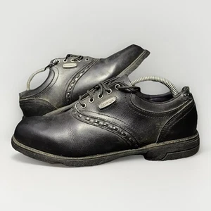 Slazenger Black Leather Golf Shoes Studs Size UK 7 | EU41 Golfing Lace-Up - Picture 1 of 8