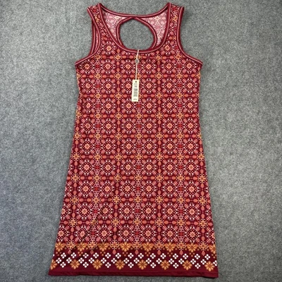 Vestido Max Studio Para Mujer XS Rojo Floral Geométrico Sin Mangas Cerradura Espalda Elastizado Foto 1 de 4