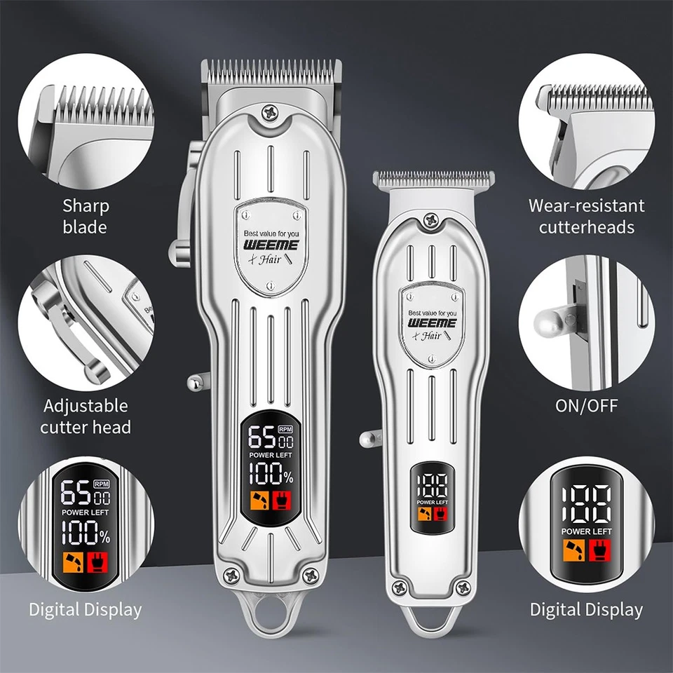 2 in 1 Professional Hair Clippers Cordless Barber Clippers Trimmer Cutting Set