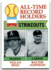 1979 Topps All-Time Strikeout Records - Nolan Ryan/Walter Johnson California - Bild 1 von 2