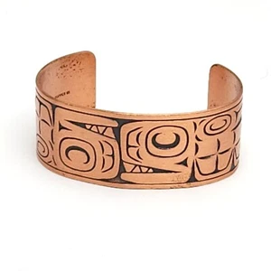 Brazalete unisex vintage WM Wheeler de cobre macizo nativo del suroeste azteca - Imagen 1 de 12