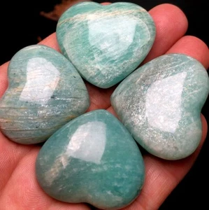 92g 4 amazonite Quartz heart crystal for love jewellery making Amazon gemstone - Picture 1 of 6