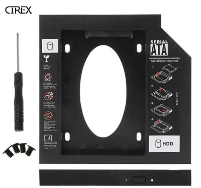 Second HDD Caddy 9.5mm 2.5" SATA Hard Drive Adapter For Laptop CD/DVD-ROM Bay - Image 1 of 4