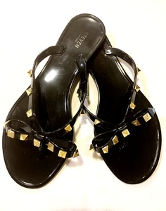 Steven New York Womens Black Deevan Gold Studded W/Bow Jelly Sandals SZ 6.5 - Picture 1 of 5