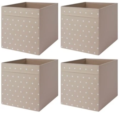 4x IKEA DRONA Storage Boxes for Kallax Shelving Unit Organizer, Beige 33x38x33cm - Image 1 of 4