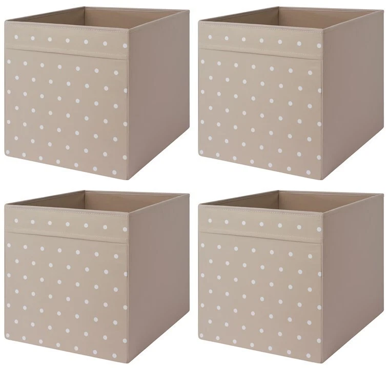 4x IKEA DRONA Storage Boxes for Kallax Shelving Unit Organizer, Beige 33x38x33cm - Image 1 of 4