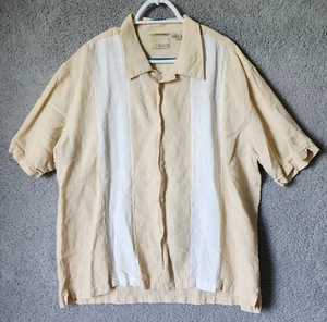 Cubavera Beige Camp Bowling Short Sleeve Button Up Shirt Size XXL Linen Blend - Picture 1 of 12