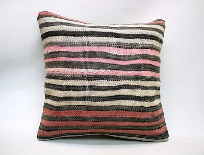 Kilim Square Pillow, 18x18 in, Decorative Throw Cushion, Handmade Vintage Pillow - Image 1 of 4