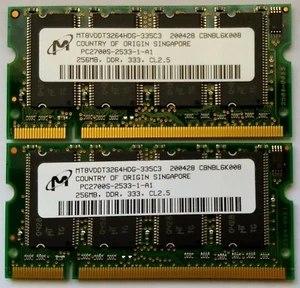 Micron DDR 333 SO-DIMM 512 MB (2X256 MB) - Foto 1 di 1