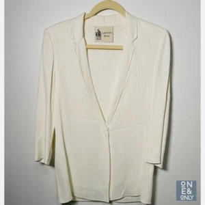 LANVIN Blazer Off White Kerb Revers Ein Druckknopf Jacke leicht Damen Größe 36 - Bild 1 von 14