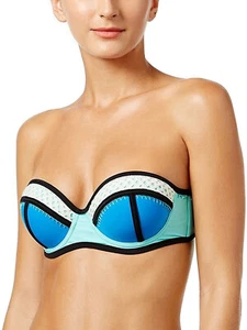 California Waves Juniors Crochet Trim Push-Up Underwire Bikini Top Blue L - Picture 1 of 2