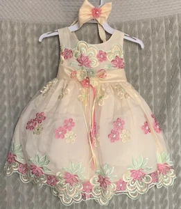 Hochzeit formell Party Kleinkind Baby Mädchen Blumen Chiffon schönes Kleid Größe XL - Bild 1 von 9