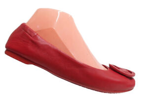 MICHAEL KORS Emblem Red 6 M Women Leather Slip-On Ballet Flats