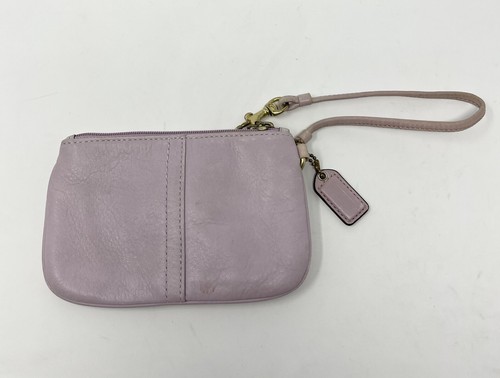 Borsa da polso Coach Lavanda rosa con guanti in pelle con cerniera con polsino F42389