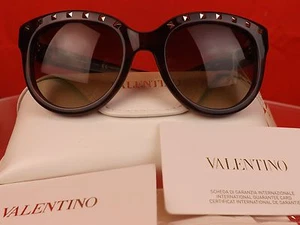 NWT VALENTINO ROCKSTUDS V677S DARK HAVANA STUDDED PLASTIC FRAME SUNGLASSES ITALY - Picture 1 of 12