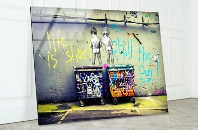 GLASSARTWORKS Banksy Life is Short Glass Wall Art
