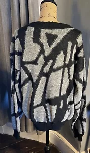 Vntg Oakton mens long slv crewneck abstract black gray design acrylic XLT swtr - Picture 1 of 12