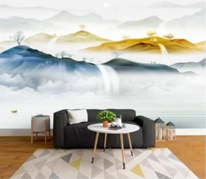 3D Mountain Waterfall K11527 Wallpaper Mural Self-adhesive Removable Sticker Kay - Picture 1 of 11