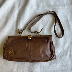 Roberta Di Camerino Handbag Brown Leather Satchel Shoulder Bag Vintage Italy - Picture 1 of 6