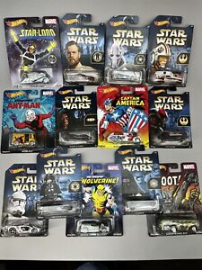 LOT OF 13 NEW Hot Wheels Star Wars Ant Man ￼Wolverine Woot Captain America￼