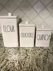 Rae Dunn Ceramic Long Rectangle "FLOUR" "QUINOA" "CRACKERS" Canisters Brand New!