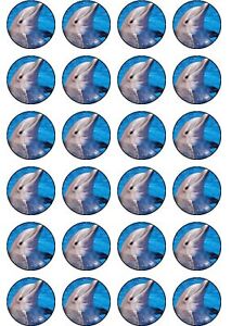  24 X DOLPHIN RICE PAPER BIRTHDAY CAKE TOPPERS