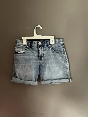 Pantalones cortos de mezclilla para mujer JAG azul lavado medio con puños talla 6 Foto 1 de 4