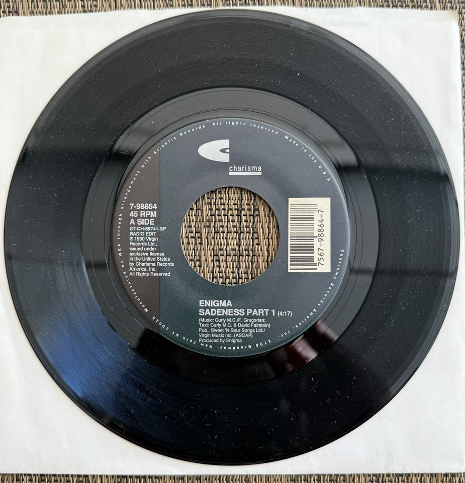 Enigma - Sadness Part 1 / Sadness Part 1 (Meditation Mix) - Charisma 7-98864 - M Foto 1 de 2