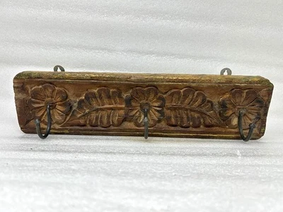 Antique Wooden Hand Carved Kitchen Spoon Hanger Old Wood Wall Hanging Key Hanger - Image 1 of 3
