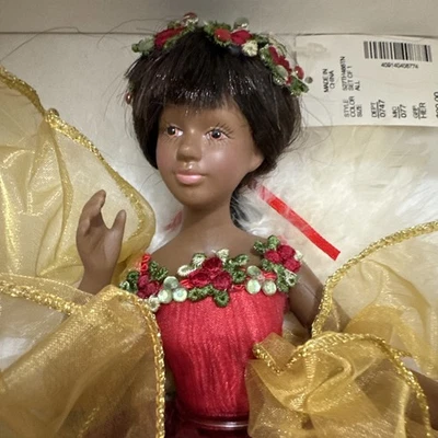 Dillards Recortes Afroamericano Ángel Árbol Topper Pluma Nuevo Caja Abierta Hada Foto 1 de 4