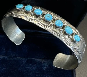 Brazalete indio brazalete plata de ley y turquesa nativo americano navajo? - Imagen 1 de 5
