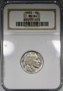 1923 Buffalo Nickel NGC MS64 Better Date 5C Nicely Toned Coin - Picture 1 of 4