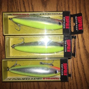 RAPALA  SKITTER WALK 11's---3 HOT CHARTREUSE COLORED FISHING LUREs - Picture 1 of 1