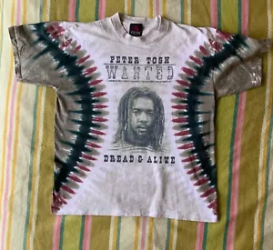 Vintage Single Stitch Peter Tosh Zion Rootswear Wanted Dread Alive Shirt Large - Picture 1 of 8