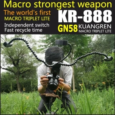 KUANGREN KR-888 Retractable Macro Flash Light GN58 For Canon Nikon Pentax DSLR  - Image 1 of 4