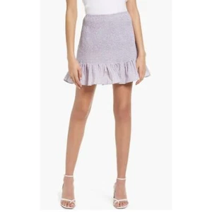 NWT French Connection Elao Rhodes Smocked Poplin Organic Cotton Miniskirt Size S - Picture 1 of 9