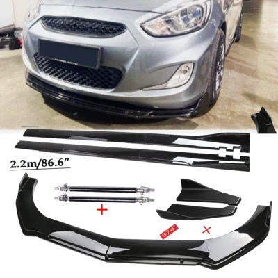 For Hyundai Accent Sedan Front Bumper Lip Chin Spoiler Splitter Glossy Body Kit - Image 1 of 4