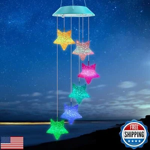 Solar Star Gift for Mom Grandma Girls, Color Changing Solar Wind Chimes for O - Picture 1 of 5