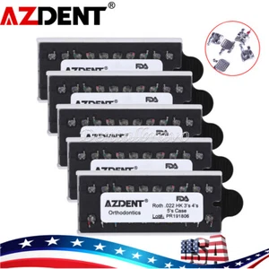 AZDENT Dental Ortho Metal MIM Brackets Braces Mini Roth MBT 018 022 345 Hooks - Picture 1 of 34