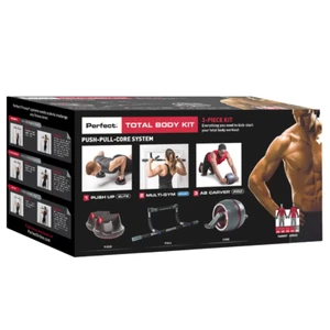 Perfect Fitness Total Body Workout Kit 3 Piece Push Up EliteMulti-Gym Ab Carver - Picture 1 of 4