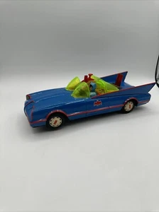 RARE! AOSHIN JAPAN BATTERY OPERATED TIN BLUE BATMOBILE. Not Working. See Photos - Picture 1 of 23