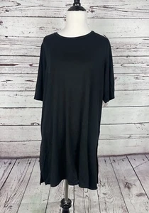 Eileen Fisher Black High Low Tunic Short Sleeve Solid Size Medium - Picture 1 of 8