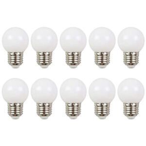 10 Pack LED Bulb Lamp E27 2W Cold White Plastic Energy Saving String Light Bulbs