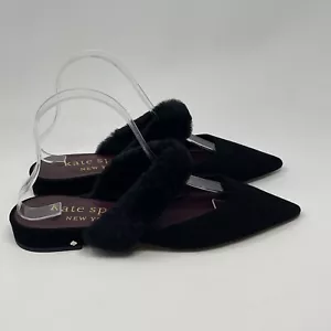 Kate Spade Marielle 2 pelzige flache Damen-Pantoletten 8,5 B schwarz spitz zulaufende Schuhe - Bild 1 von 15
