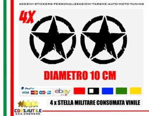 4 X ADESIVI STELLA MILITARE CONSUMED US ARMY JEEP RENEGADE TUNING STICKER USA - Foto 1 di 1