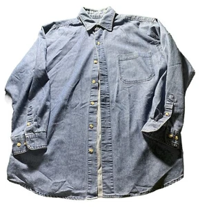 Key Imperial Shirt Mens LARGE LR Blue Denim Chambray Work Utility Button Layer - Picture 1 of 9