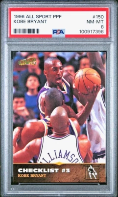 1996 All Sport PPF Kobe Bryant #150 PSA 8 NM - MINT (ROOKIE CARD) (LOW POP) - Image 1 of 2